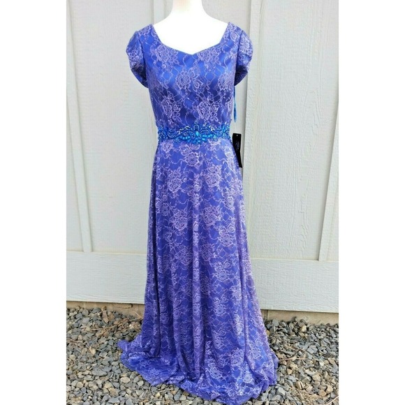 Dresses & Skirts - Bonny Prom Dress sz 12 Maxi Lace Jeweled Purple Fairy Romantic Modest Boho NEW‎